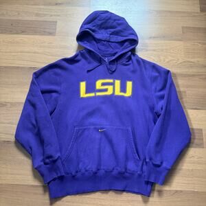 Men's Nike LSU Louisiana State Tigers Purple Hoodie Pullover Sweatshirt Sz Large